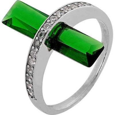 Δαχτυλιδι prince silvero ασημι 925 βερακι γυρω γυρω λευκα ζιργκον και πετρα emerald ζιργκον