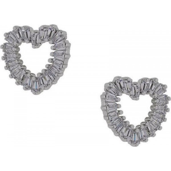 Γυναικεία σκουλαρίκια ασημένια 925° prince silvero καρδια πετρες λευκα ζιργκον