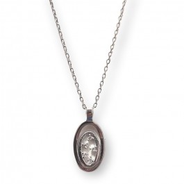 Γυναικείο κολιέ Prince silvero ασήμι 925 με λευκές πέτρες ζιργκόν στο κέντρο 99b-kd113-32