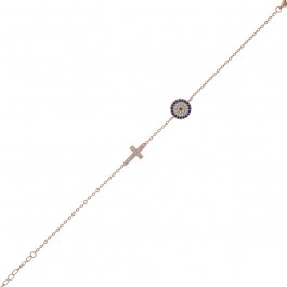 Γυναικείο ασημένιο 925 βραχιολι prince silvero rose στοχος σταυρος ζιργκον