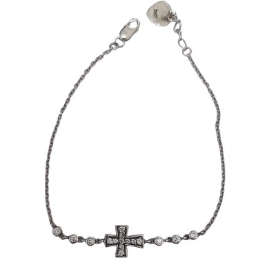 Γυναικείο βραχιόλι  ασήμι 925 Prince silvero σχέδιο Σταυρός με λευκά ζιργκόν πέτρες