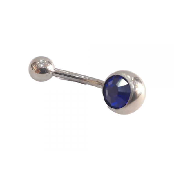 BD JEWELERY Piercing ατσάλι 316-L σκουλαρίκια αφαλού με κρύσταλλο μπλε 2,5cm BD-1017