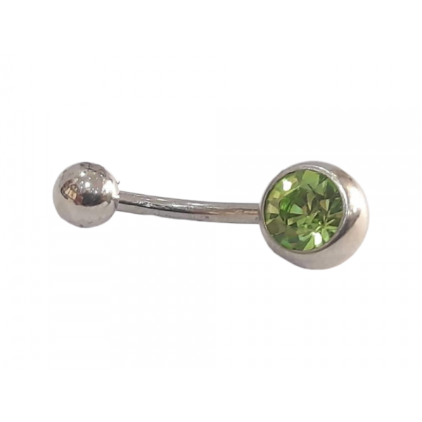 BD JEWELERY Piercing ατσάλι 316-L σκουλαρίκια αφαλού με κρύσταλλο πρασινο 2,5cm BD-1020