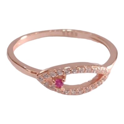 Δαχτυλιδι ασημενιο Prince silvero ροζ χρυσο βερακι με οβαλ ανοιγμα