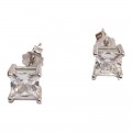 Γυναικεια ασημενια 925 σκουλαρικια Prince silvero ασημι με λευκο μονοπετρο ζιργκον 1A-SC235-1