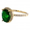 Δαχτυλιδι ασημενιο Prince silvero χρυσο μονοπετρο με emerald μεγαλη πετρα