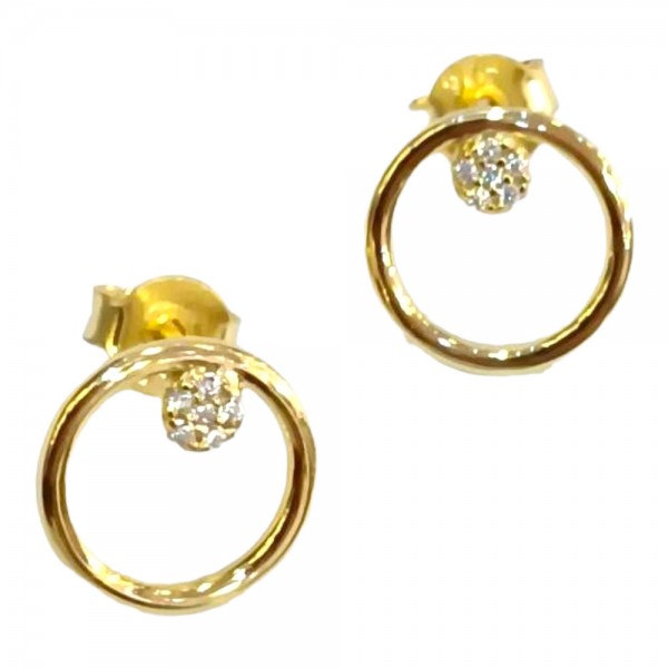 Ασημένια σκουλαρίκια καρφωτα Prince silvero χρυσο κυκλος με πετρα ζιργκον στη μεση