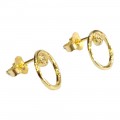 Ασημένια σκουλαρίκια καρφωτα Prince silvero χρυσο κυκλος με πετρα ζιργκον στη μεση