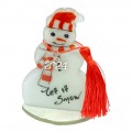 Γουρι 2024 χειροποιητο από γυαλι χιονανθρωπος λευκο κοκκινο LET IT SNOW 8X13CM 2024-G7762