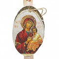 Πασχαλινη λαμπαδα εκκλησιαστικη με εικονα σε ξυλο Παναγια και Χριστος 23-386