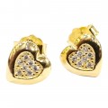 Γυναικεια ασημενια 925 σκουλαρικια Prince silvero χρυσο σχεδιο καρδια με ζιργκον 0,6x1,5cm 2A-SC451-3
