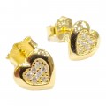 Γυναικεια ασημενια 925 σκουλαρικια Prince silvero χρυσο σχεδιο καρδια με ζιργκον 0,6x1,5cm 2A-SC451-3