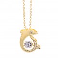 Aσημενιο κολιε 925 Prince silvero χρυσο δελφινι με πετρα λευκο ζιργκον 2TA-KD161-3