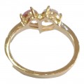 Δαχτυλιδι ασημενιο Prince silvero χρυσο με διπλη πετρα δακρυ λευκο και ροζ