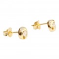 Ασημένια σκουλαρίκια καρφωτα Prince silvero χρυσο κυματιστο με πετρα στη μεση λευκο ζιργκον