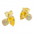 Ασημένια σκουλαρίκια καρφωτα Prince silvero χρυσο πετρα σε σχημα δακρυ και τετραγωνο με ζιργκον