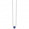 Aσημενιο κολιε 925 Prince silvero λευκο ριβιερα ροζετα στρογγυλη με χρωμα blue sapphire 1,2mm 3A-KD627-1M
