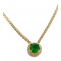Aσημενιο κολιε 925 Prince silvero χρυσο ριβιερα ροζετα στρογγυλη με χρωμα emerald 1,2mm 3A-KD627-3E