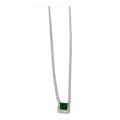 Aσημενιο κολιε 925 Prince silvero λευκο ριβιερα ροζετα τετραγωνη με χρωμα emerald 1,2mm 3A-KD629-1E