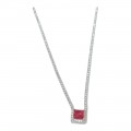 Aσημενιο κολιε 925 Prince silvero λευκο ριβιερα ροζετα τετραγωνη με χρωμα ruby 1,2mm 3A-KD629-1R