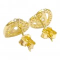 Ασημενια 925 σκουλαρικια Prince silvero χρυσο σχεδιο καρδια με ζιργκον 1x1,6cm 3A-SC633-3