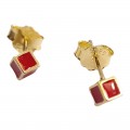 Γυναικεια ασημενια 925 σκουλαρικια Prince silvero χρυσο με κοκκινο σμαλτο 3A-SC637-3R