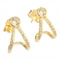 Ασημένια σκουλαρίκια Prince silvero χρυσο με πετρες ζιργκον