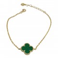 Γυναικειο ασημενιο βραχιολι 925 Prince silvero χρυσο με σταυρο με πρασινο σμαλτο 3TL-BR002-3E