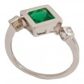 Δαχτυλίδι Ασημένιο 925 Prince silvero λευκο Με πρασινη πετρα μεγαλο ρομβο και δυο μικροι στο πλαι