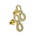 Ασημένια σκουλαρίκια καρφωτα Prince silvero χρυσο ασυμετρο απειρο με πετρες ζιργκον