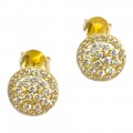 Ασημένια σκουλαρίκια καρφωτα Prince silvero χρυσο στρογγυλο με ζιργκον