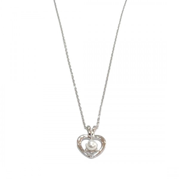 Γυναικειο ασημενιο κολιε 925 Prince silvero με ασημι καρδια με περλα στο κεντρο 4A-KD051-1