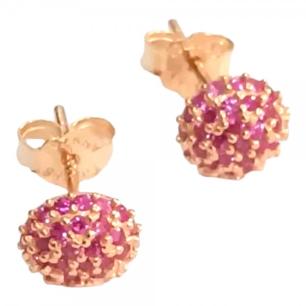 Ασημένια σκουλαρίκια καρφωτα Prince silvero Ροζ χρυσο μπιλια ρουμπινι ζιργκον