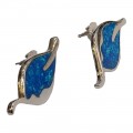 Γυναικεια ασημενια 925 σκουλαρικια Prince silvero ασημι με μπλε ζιργκον πετρα 8Z-SC128-1L