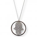 Γυναικείο κολιέ ασήμι 925 Prince silvero με αλυσίδα ασήμι 925 με σχέδιο χέρι της Φατμέ στο κέντρο 99b-kd136-32