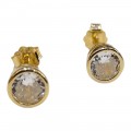 Σκουλαρίκια PRINCE SILVERO Μονόπετρα Σε Ασήμι 925 Με Χρύσωμα Κ18 και Λευκές Πέτρες Ζιργκόν 9A-SC035-3