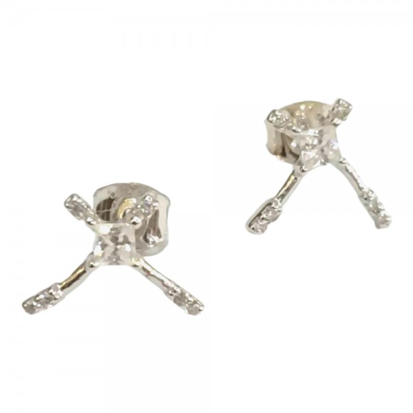 Ασημένια σκουλαρίκια καρφωτα Prince silvero Ασημι ασυμετρος σταυρος με ζιργκον
