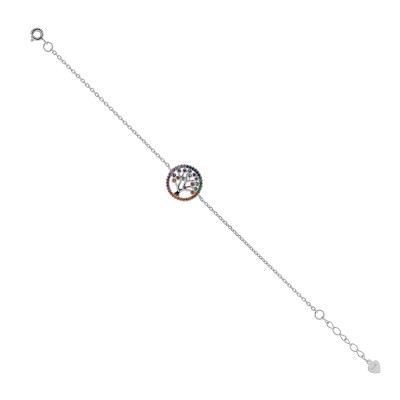 Γυναικειο βραχιολι Prince Silvero κυκλος δεντρο ζωης πολυχρωμ. πετρες 9B-BR121-5 18cm