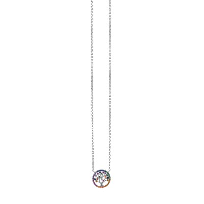 Γυναικειο κολιε Prince Silvero κυκλος δεντρο ζωης πολυχρωμ. πετρες 9B-KD121-5 45cm