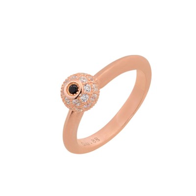 Γυναικειο χειροποιητο ασημενιο δαχτυλιδι 925 Prince silvero ροζ χρυσο χρωμα με λευκα ζιργκον 9c-rg0030-2