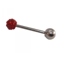 BD JEWELERY Piercing, ατσαλι 316L σκουλαρίκια  μπάρα με μπίλιες ασημι και κοκκινο 2,5cm BD-1027