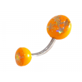 BD JEWELERY Piercing ατσάλι 316-L σκουλαρίκια αφαλού πορτοκαλι με αστερια 2cm BD-1054