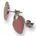 Γυναικείο ασημένιο σκουλαρίκι 925 ONE επιπλατινωμένο Ιταλίας με σχέδιο ροζ καρδιά 1,2X1,2cm ER-5010