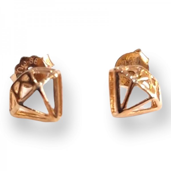Γυναικεία ασημένια σκουλαρίκια ONE επιπλατινωμένο ροζ Gold με σχέδιο διαμάντι 0,8X2cm ER-5029