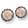 Γυναικεία ασημένια σκουλαρίκια 925 ONE επιπλατινωμένο ροζ Gold με διαφορα χρώματα ζιργκόν πέτρες 1,2Χ2cm ER-5030
