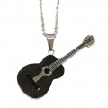 Κολιέ ONE Κλασσική κιθάρα σε μαύρο - ασημί χρώμα από ανοξείδωτο ατσάλι JK-SP1187