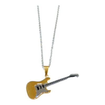 Κολιέ ONE Ηλεκτρική κιθάρα σε κίτρινο χρυσό - ασημί χρώμα από ανοξείδωτο ατσάλι JK-SP1190