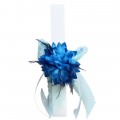 PREMIUM Πασχαλινη Λαμπάδα 2024 σε πλακε αρωματικό κερί 30cm με μπλε λουλουδι LAB-1033