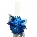 PREMIUM Πασχαλινη Λαμπάδα 2024 σε πλακε αρωματικό κερί 30cm με μπλε λουλουδι LAB-1033