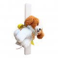 Παιδικη Πασχαλινη Λαμπάδα 2024 με λουτρινο σκυλακι σε αρωματικό κερί 30cm LAB-1056